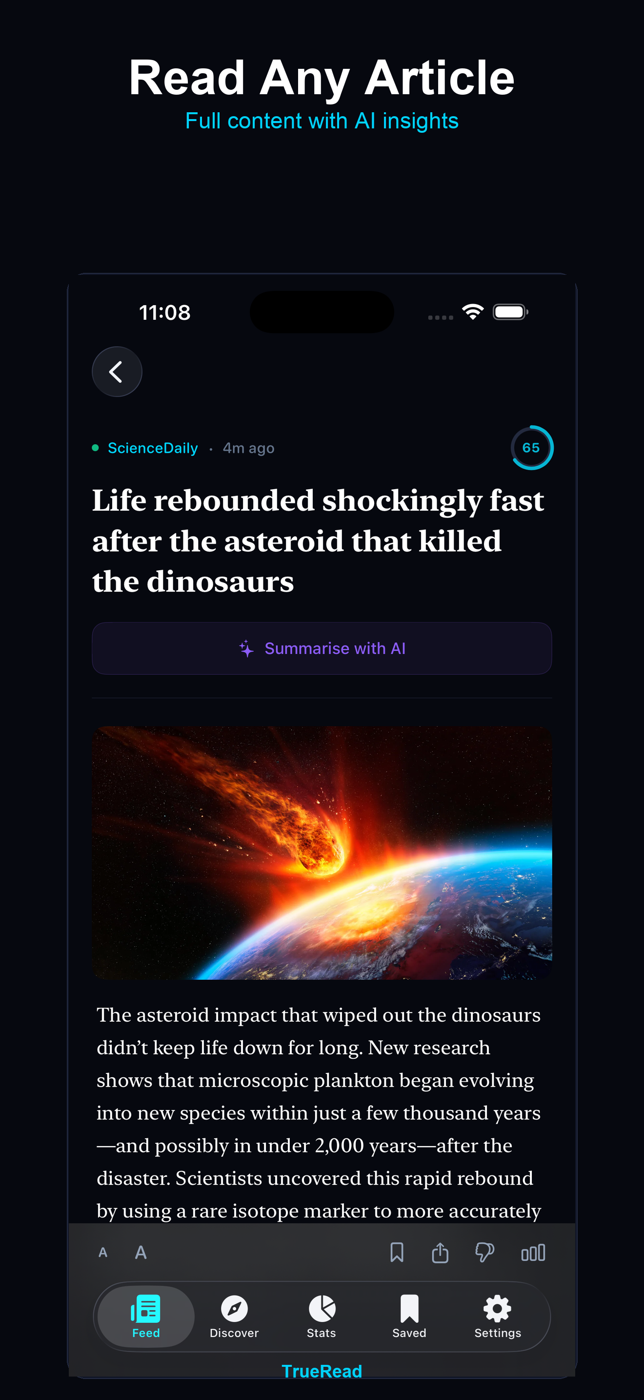 TrueRead Article Detail — full quality breakdown