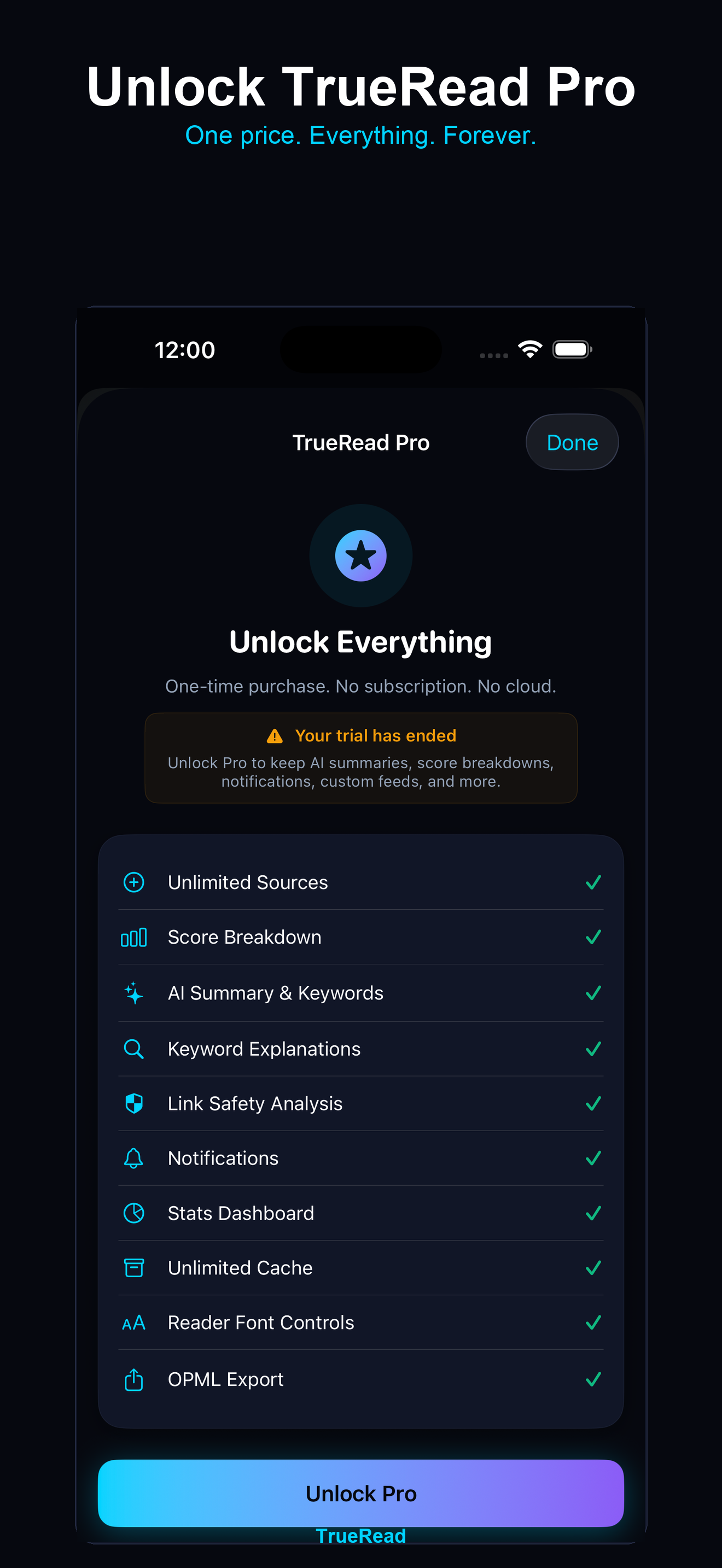 TrueRead Pro — unlock all features