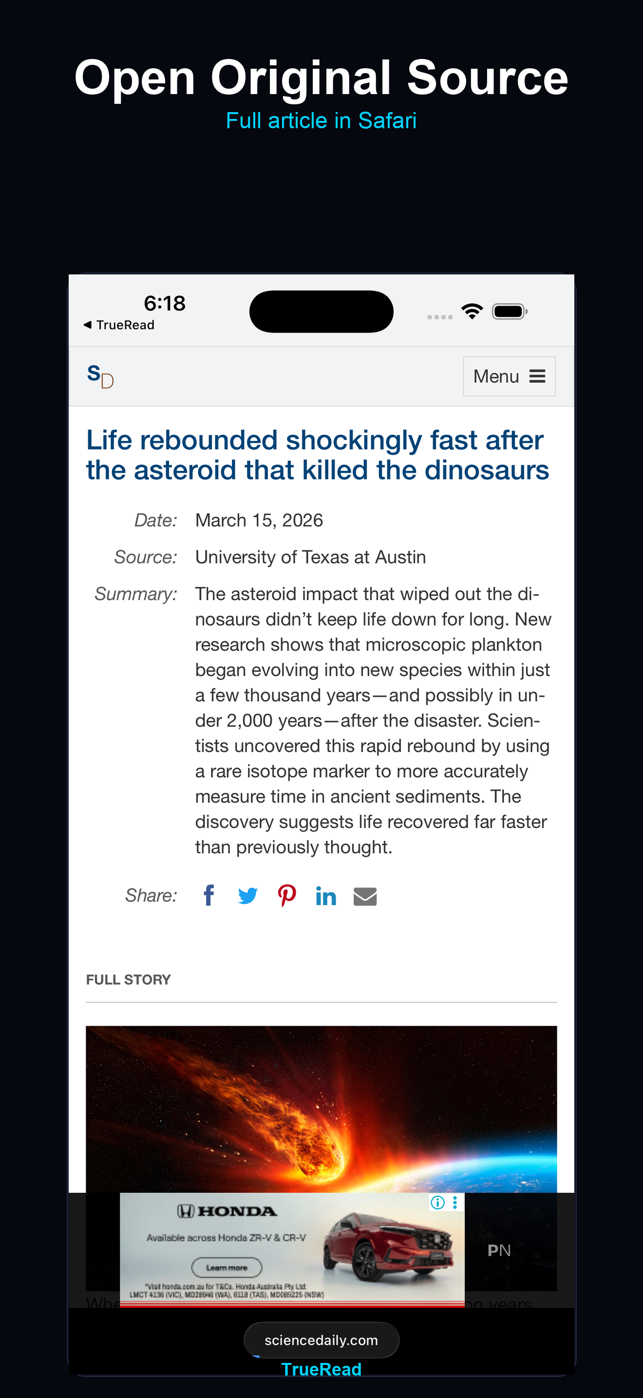 Open original article in Safari